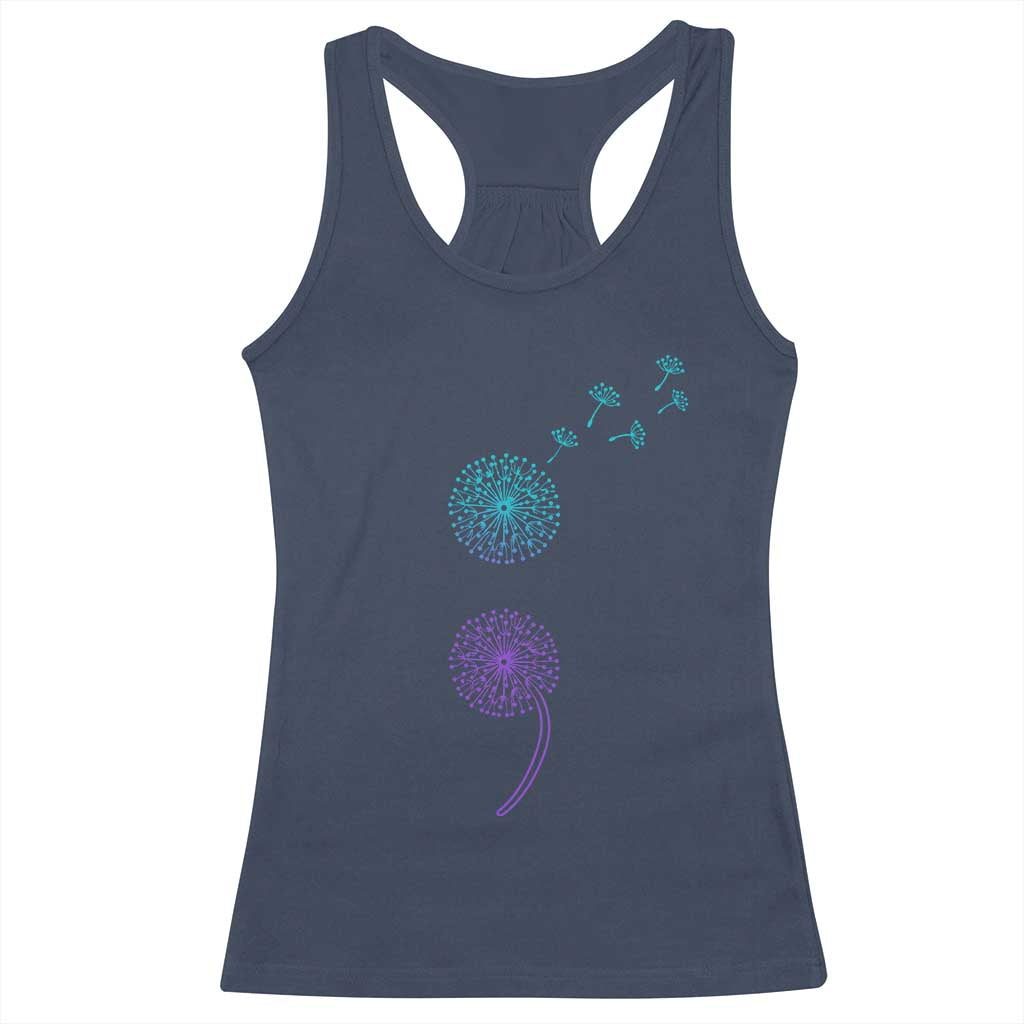 Semicolon Suicide Prevention Awareness Dandelion Graphic Racerback Tank Top TS11 Navy Print Your Wear