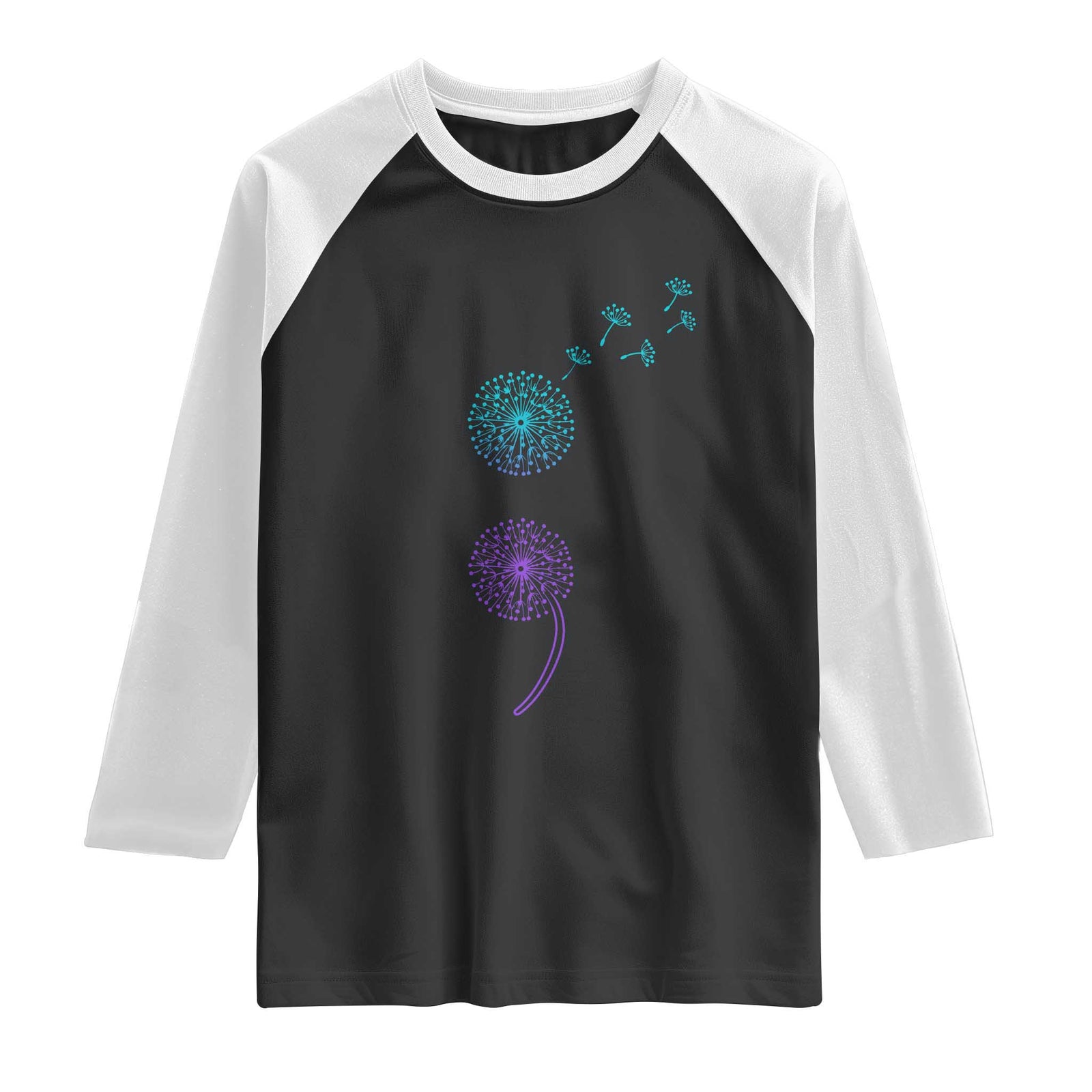 Semicolon Suicide Prevention Awareness Dandelion Graphic Raglan Shirt TS11 Black White Print Your Wear