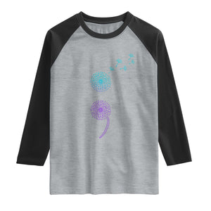 Semicolon Suicide Prevention Awareness Dandelion Graphic Raglan Shirt TS11 Heather Gray Black Print Your Wear