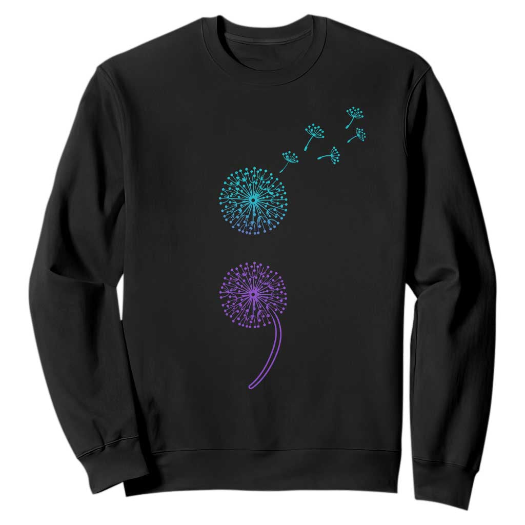 Semicolon Suicide Prevention Awareness Dandelion Graphic Sweatshirt TS11 Black Print Your Wear