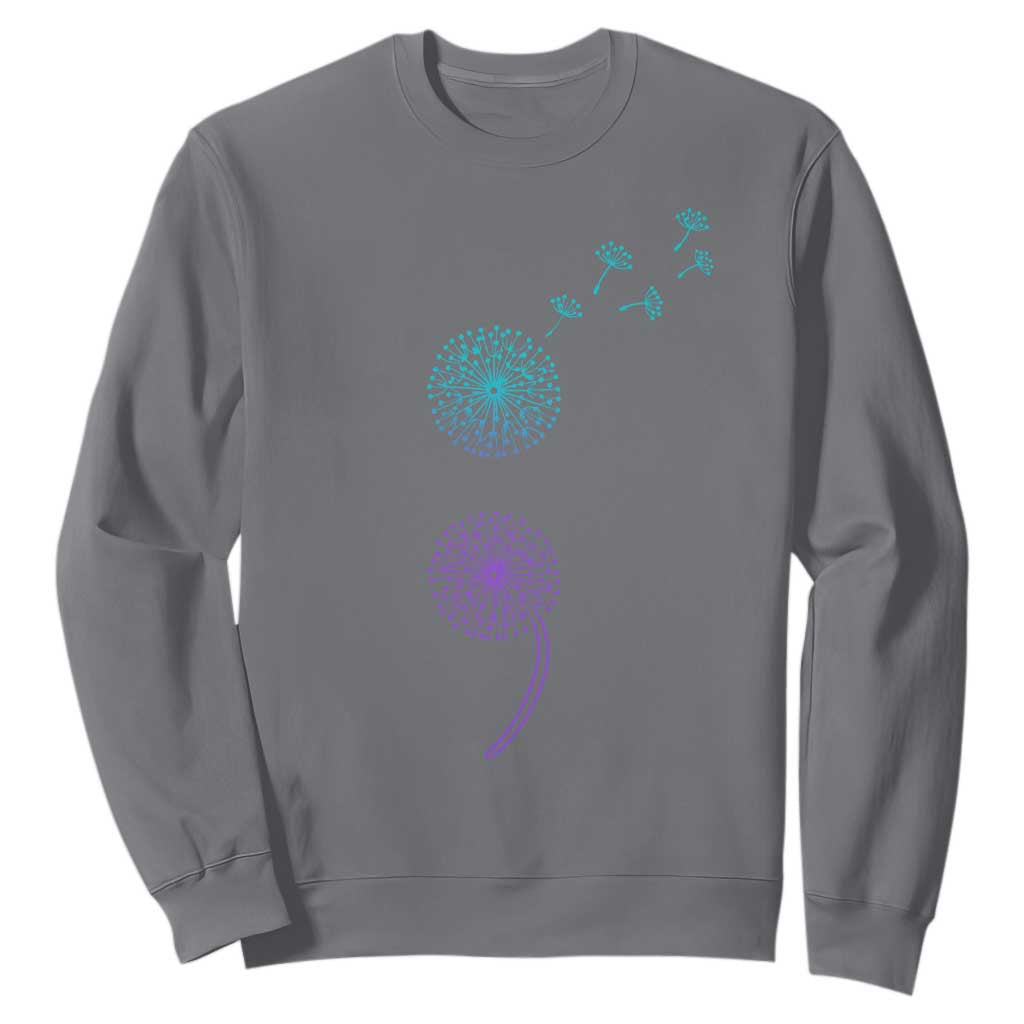 Semicolon Suicide Prevention Awareness Dandelion Graphic Sweatshirt TS11 Charcoal Print Your Wear