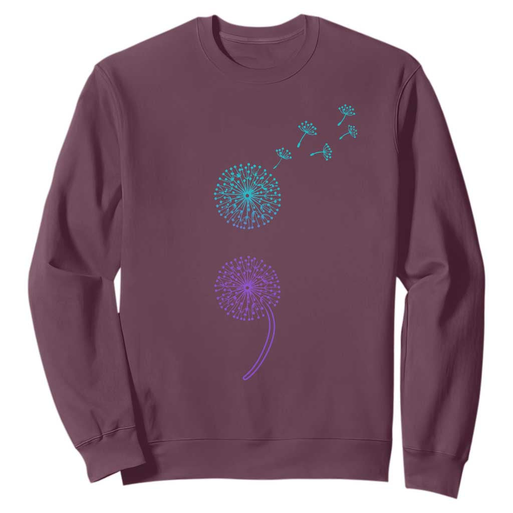 Semicolon Suicide Prevention Awareness Dandelion Graphic Sweatshirt TS11 Maroon Print Your Wear