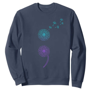 Semicolon Suicide Prevention Awareness Dandelion Graphic Sweatshirt TS11 Navy Print Your Wear