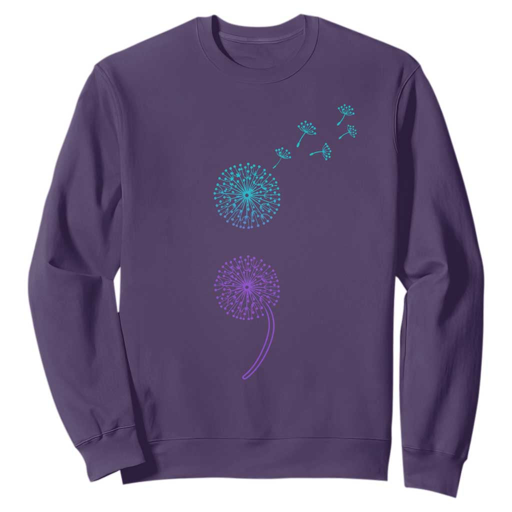 Semicolon Suicide Prevention Awareness Dandelion Graphic Sweatshirt TS11 Purple Print Your Wear