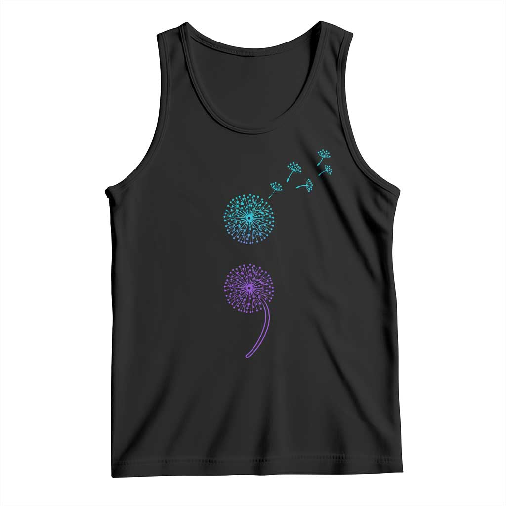 Semicolon Suicide Prevention Awareness Dandelion Graphic Tank Top TS11 Black Print Your Wear