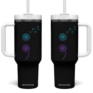 Semicolon Suicide Prevention Awareness Dandelion Graphic Tumbler With Handle TS11 One Size: 40 oz Black Print Your Wear