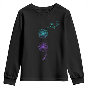 Semicolon Suicide Prevention Awareness Dandelion Graphic Youth Sweatshirt TS11 Black Print Your Wear