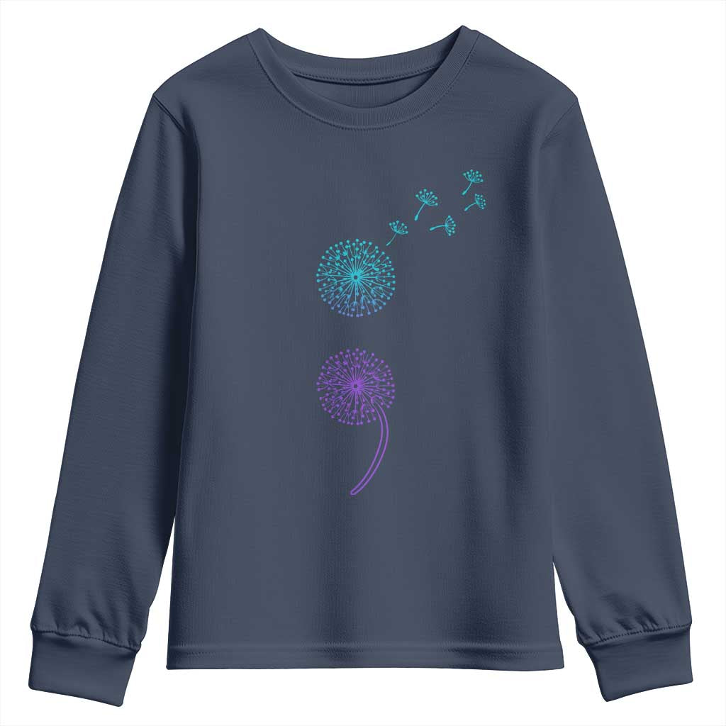 Semicolon Suicide Prevention Awareness Dandelion Graphic Youth Sweatshirt TS11 Navy Print Your Wear