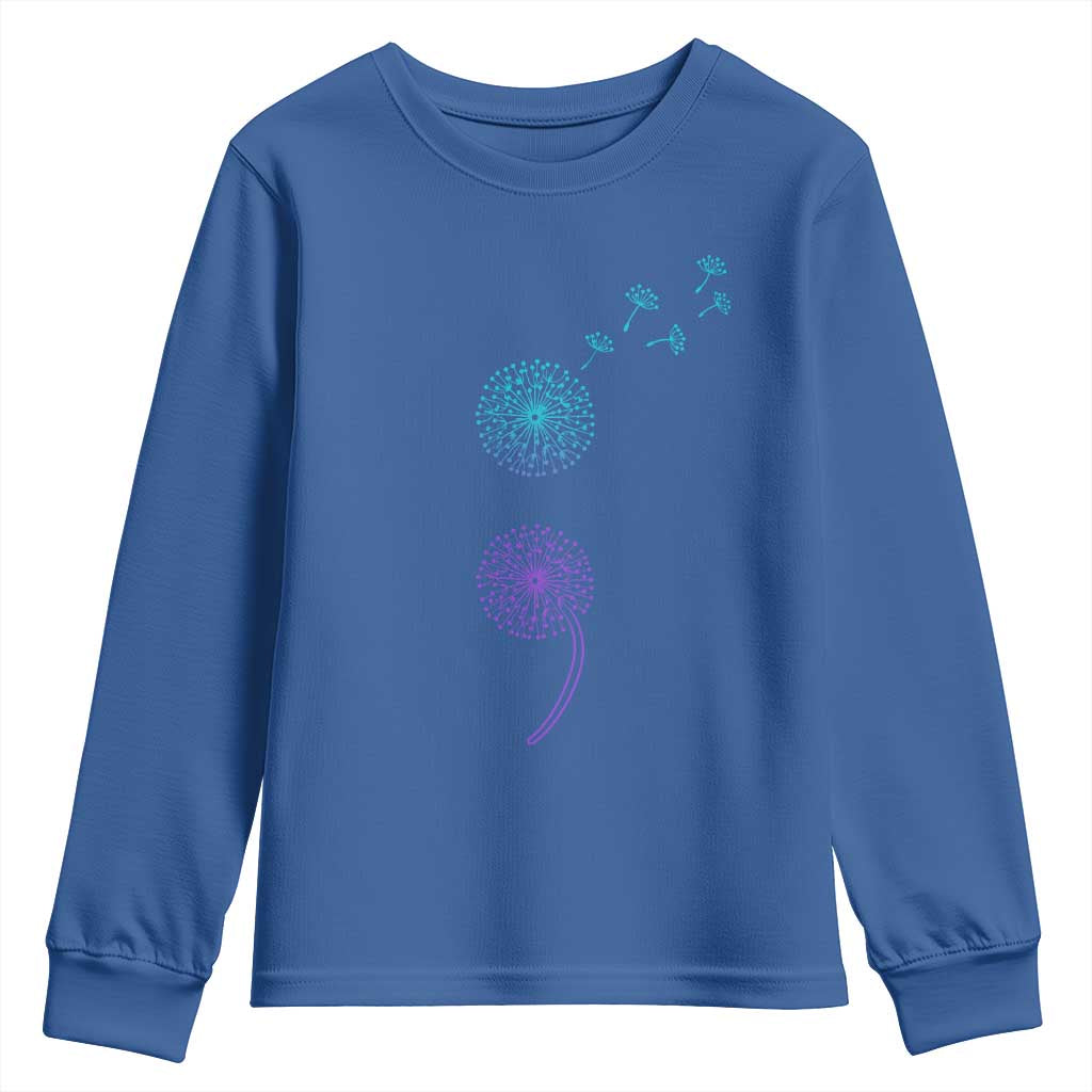 Semicolon Suicide Prevention Awareness Dandelion Graphic Youth Sweatshirt TS11 Royal Blue Print Your Wear