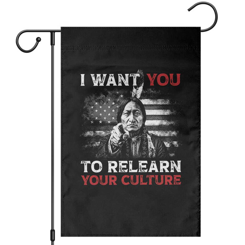 Sitting Bull Native American Chief Garden Flag I Want You To Relearn Your Culture Vintage American Flag