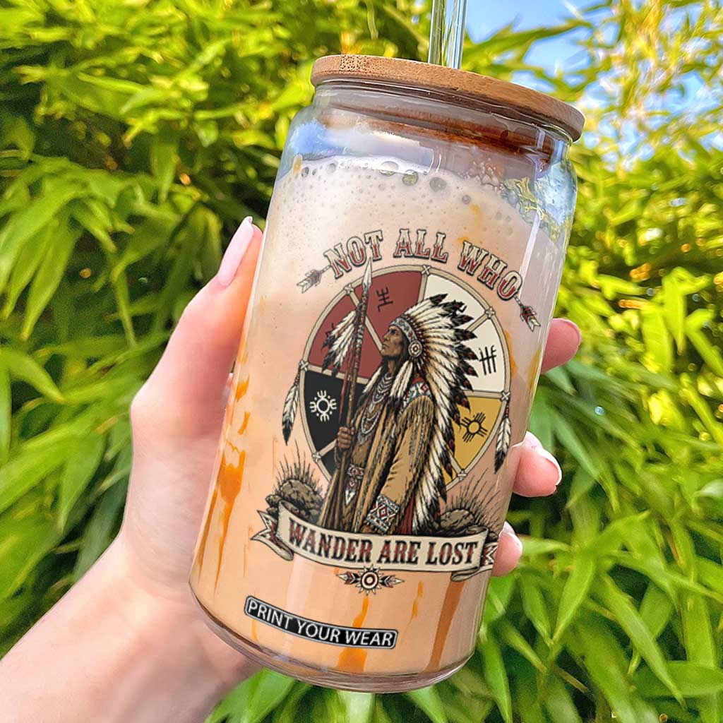 Native American Warrior Glass Can Not All Who Wander Are Lost Vintage Medicine Wheel