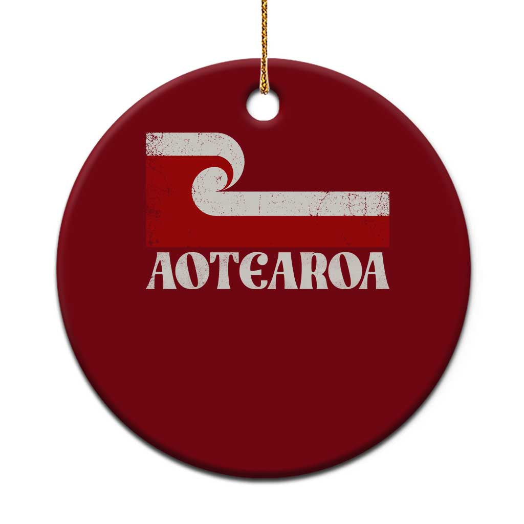 Aotearoa New Zealand Vintage Maori Flag Tino Rangatiratanga Ceramic Ornament TS11 1pc Red Print Your Wear