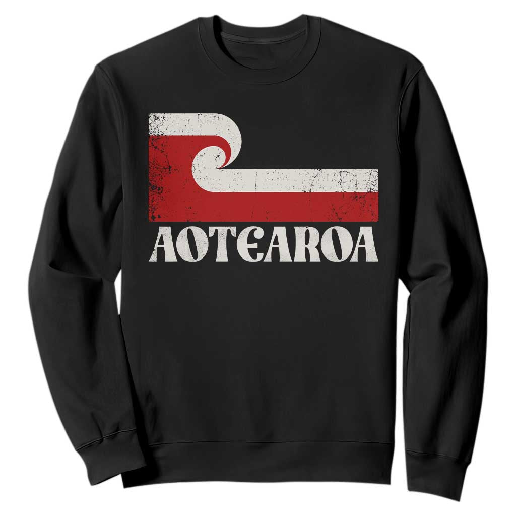 Aotearoa New Zealand Vintage Maori Flag Tino Rangatiratanga Sweatshirt TS11 Black Print Your Wear