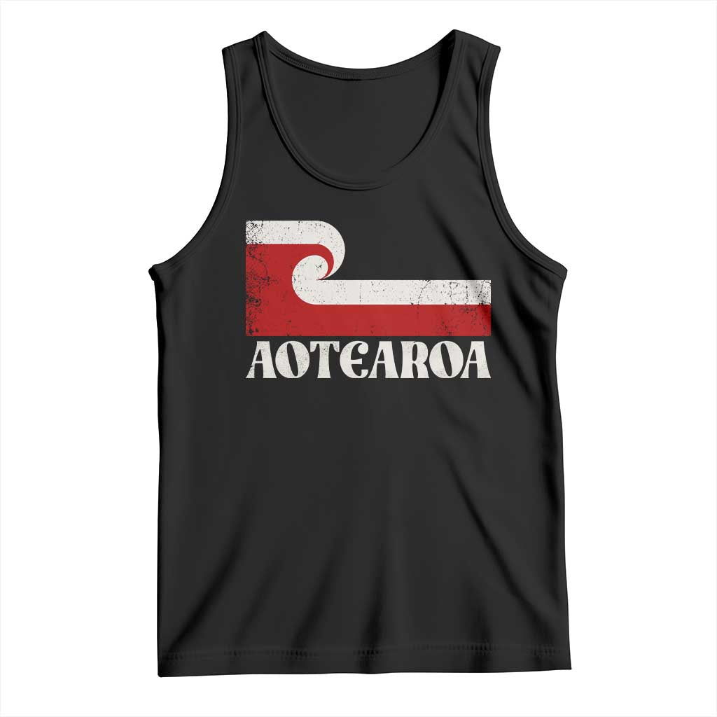 Aotearoa New Zealand Vintage Maori Flag Tino Rangatiratanga Tank Top TS11 Black Print Your Wear