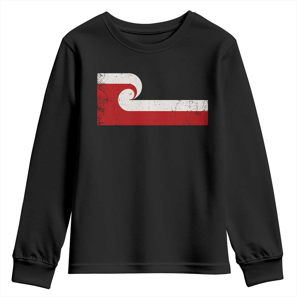 Maori Flag Tino Rangatiratanga Youth Sweatshirt Polynesian Heritage New Zealand Pride TS11 Black Print Your Wear