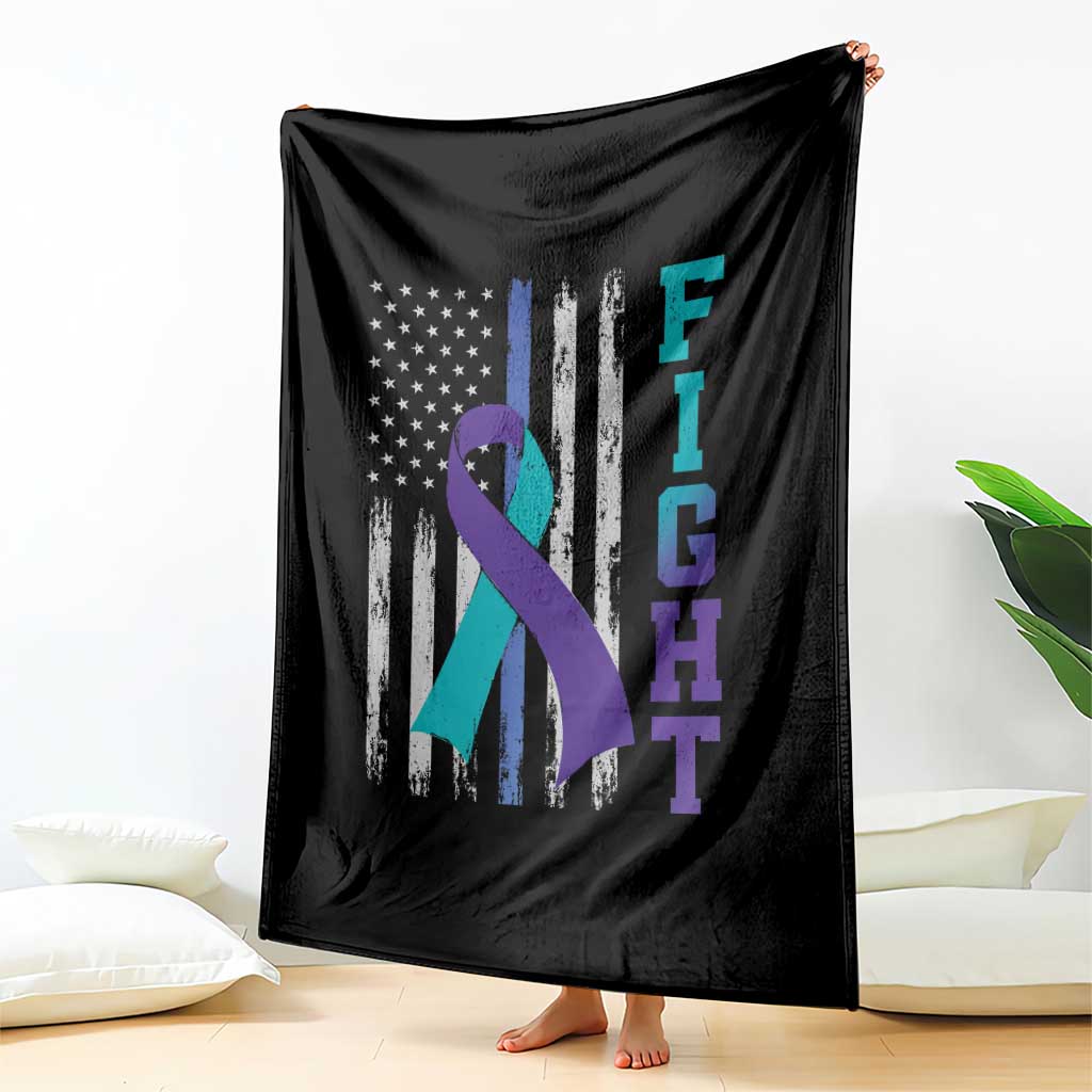 Fight Police Suicide Prevention Awareness American Flag Ribbon Support Throw Blanket TS11 Print Your Wear