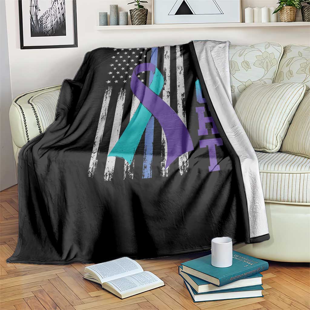 Fight Police Suicide Prevention Awareness American Flag Ribbon Support Throw Blanket TS11 Print Your Wear