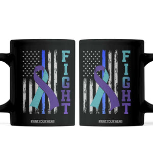 Fight Police Suicide Prevention Awareness American Flag Ribbon Support Coffee Mug TS11 Black Print Your Wear