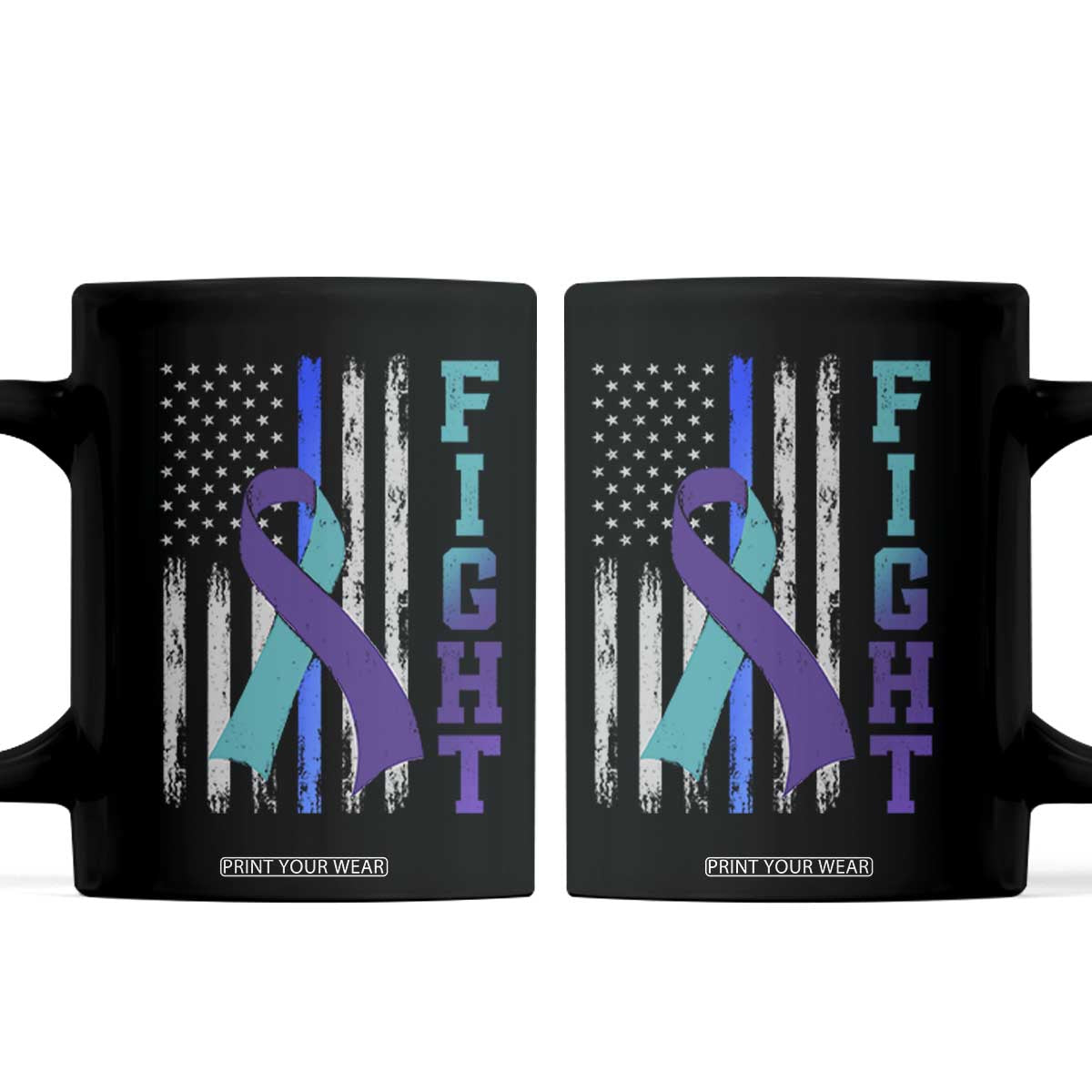 Fight Police Suicide Prevention Awareness American Flag Ribbon Support Coffee Mug TS11 Black Print Your Wear