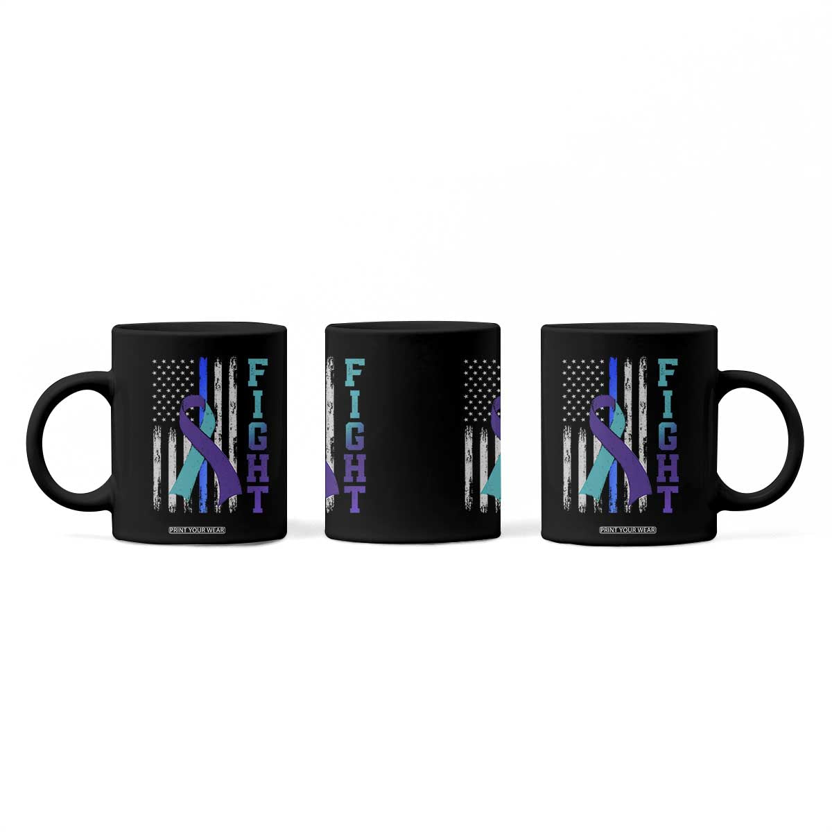 Fight Police Suicide Prevention Awareness American Flag Ribbon Support Coffee Mug TS11 Print Your Wear
