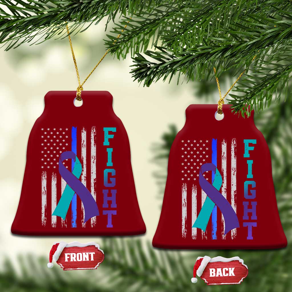 Fight Police Suicide Prevention Awareness American Flag Ribbon Support Ceramic Ornament TS11 Print Your Wear