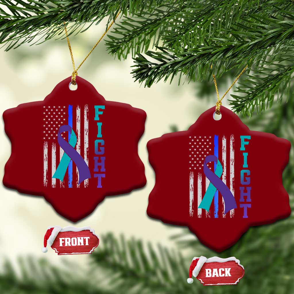 Fight Police Suicide Prevention Awareness American Flag Ribbon Support Ceramic Ornament TS11 Print Your Wear