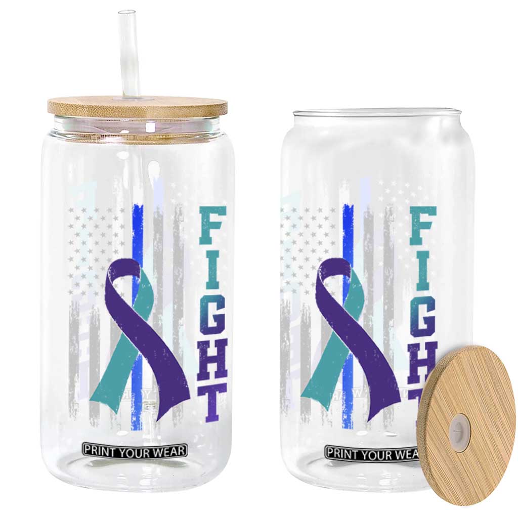 Fight Police Suicide Prevention Awareness American Flag Ribbon Support Glass Can TS11 Print Your Wear