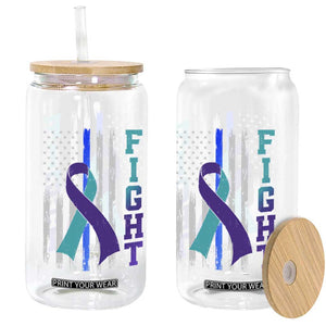 Fight Police Suicide Prevention Awareness American Flag Ribbon Support Glass Can TS11 Print Your Wear