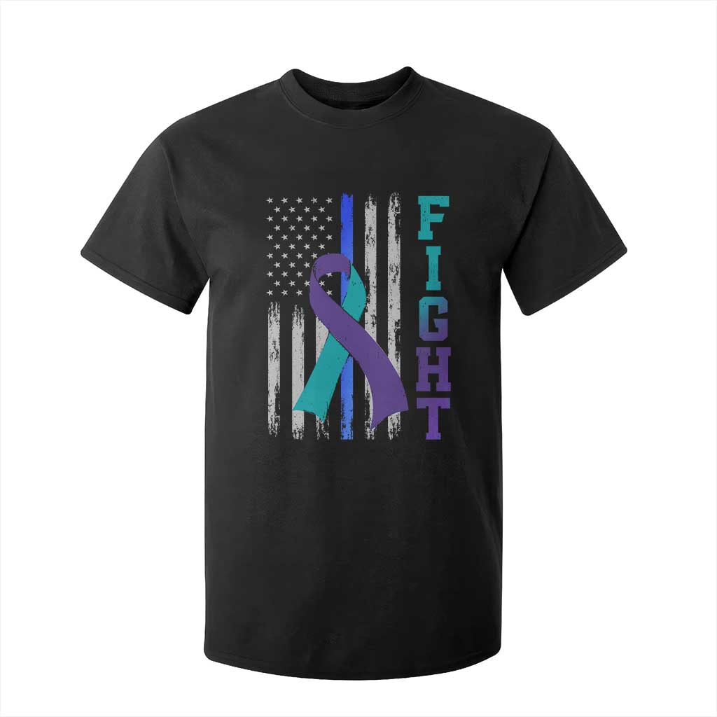 Fight Police Suicide Prevention Awareness American Flag Ribbon Support T Shirt For Kid TS11 Black Print Your Wear
