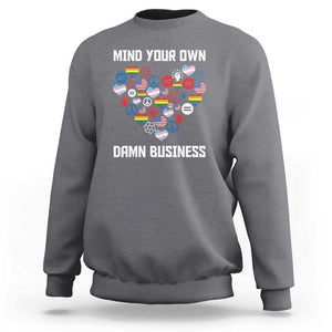 Harris Walz 2024 Sweatshirt Mind Your Own Damn Business Unity LGBT American Flag TS11 Charcoal Print Your Wear