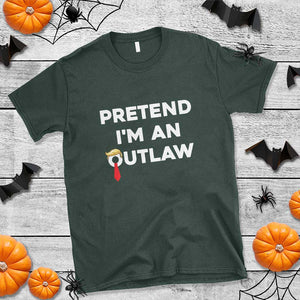 Funny Trump Halloween T Shirt Pretend I'm An Outlaw Blond Hair Red Tie TS11 Dark Forest Green Print Your Wear