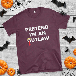 Funny Trump Halloween T Shirt Pretend I'm An Outlaw Blond Hair Red Tie TS11 Maroon Print Your Wear