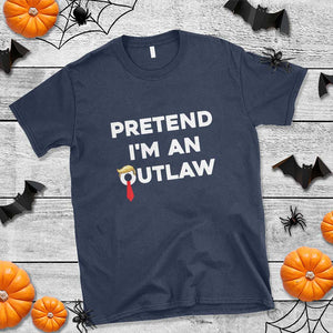 Funny Trump Halloween T Shirt Pretend I'm An Outlaw Blond Hair Red Tie TS11 Navy Print Your Wear