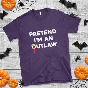 Funny Trump Halloween T Shirt Pretend I'm An Outlaw Blond Hair Red Tie TS11 Purple Print Your Wear