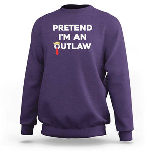 Funny Trump Halloween Sweatshirt Pretend I'm An Outlaw Blond Hair Red Tie TS11 Purple Print Your Wear