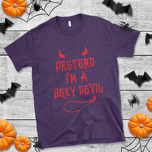 Halloween Party T Shirt Pretend I'm A Sexy Devil Horn Tail TS11 Purple Print Your Wear