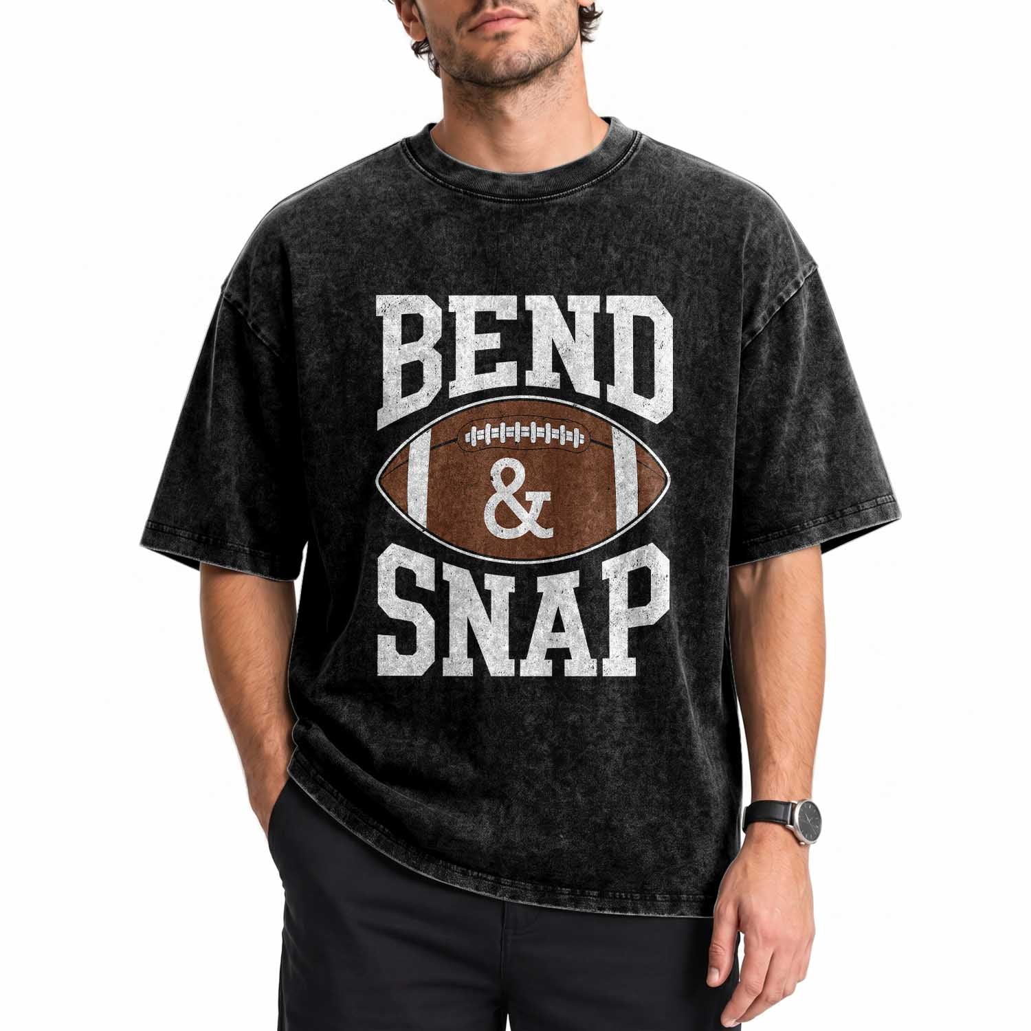 Funny Football Bend And Snap Washed Cotton T-Shirt Game Day Touchdown Season