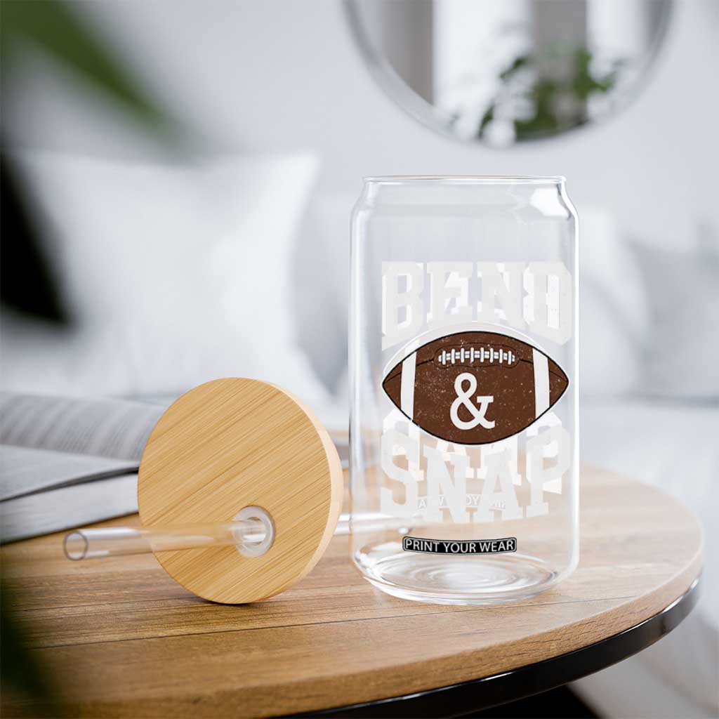 Funny Football Bend And Snap Glass Can Game Day Touchdown Season