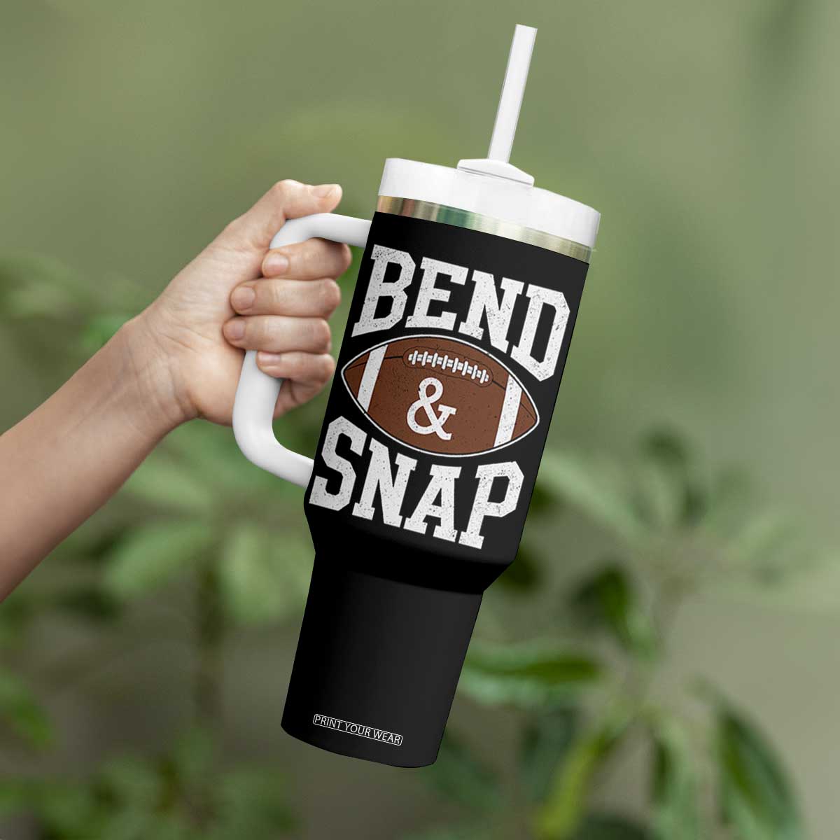 Funny Football Bend And Snap Tumbler With Handle Game Day Touchdown Season