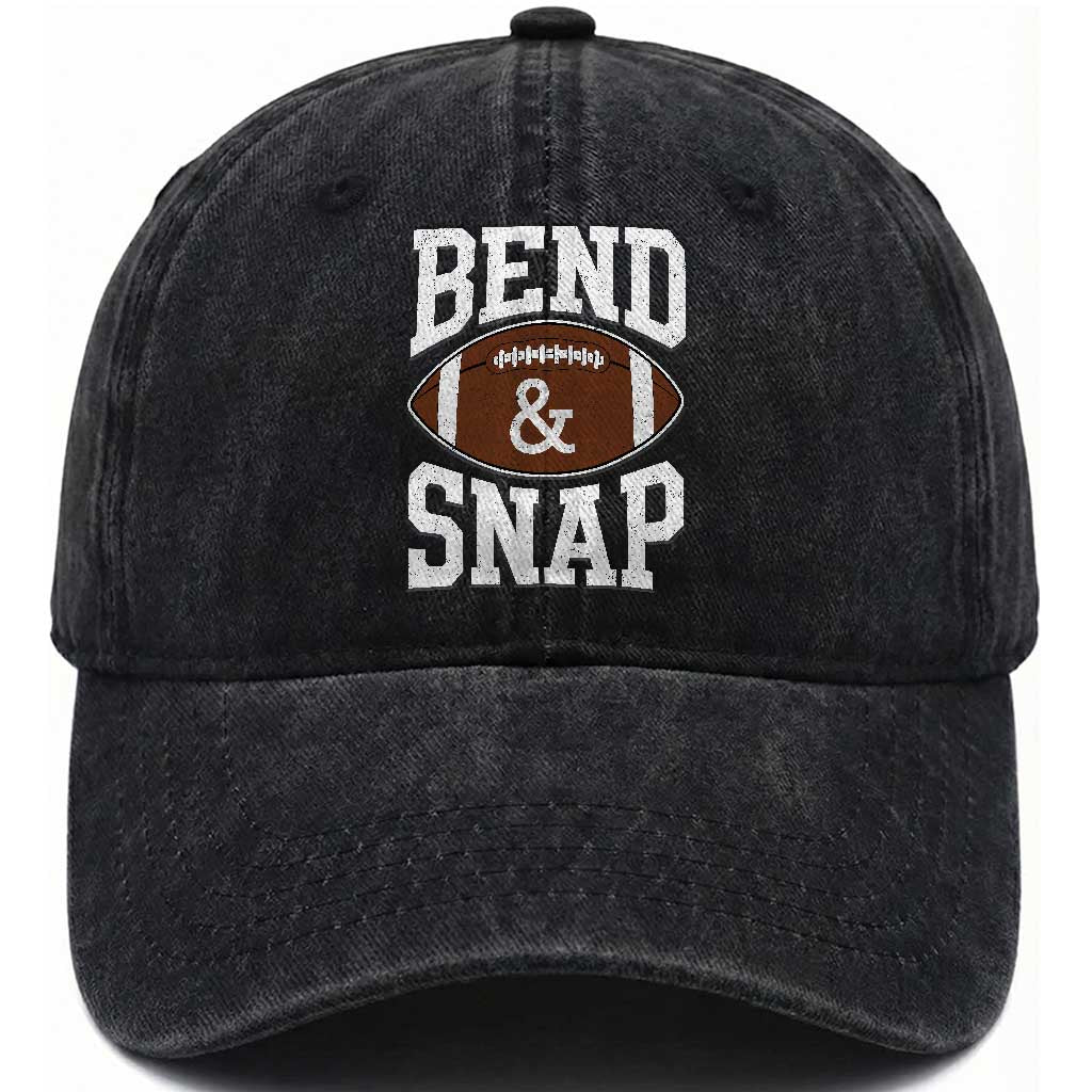 Funny Football Bend And Snap Washed Cotton Baseball Cap Game Day Touchdown Season
