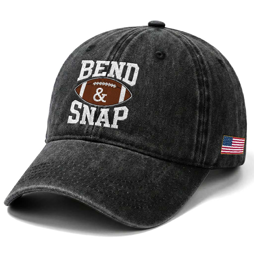 Funny Football Bend And Snap Washed Cotton Baseball Cap Game Day Touchdown Season