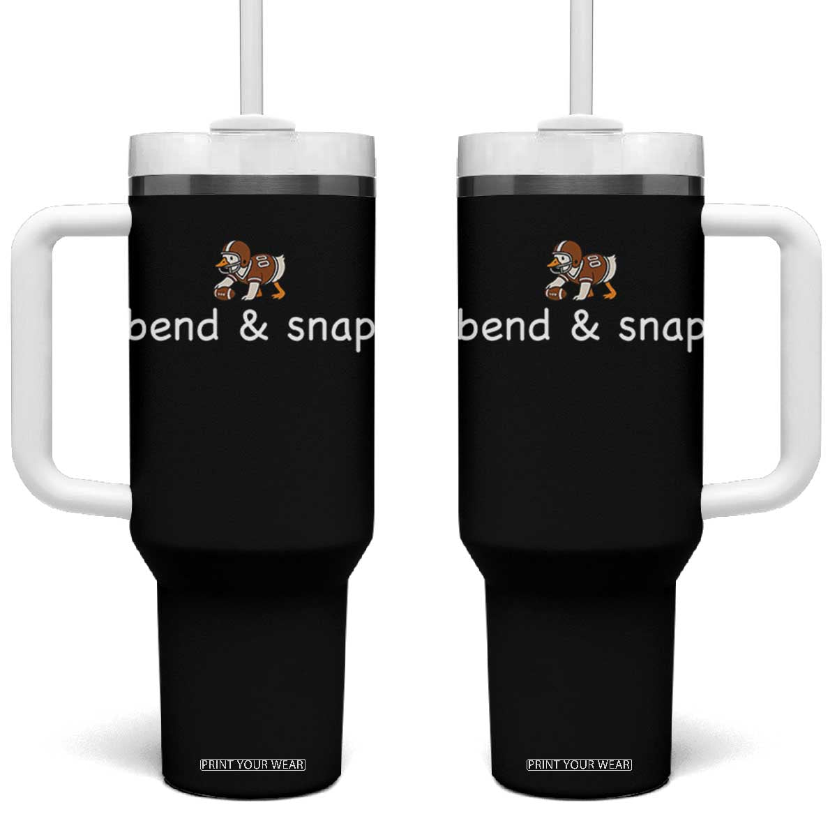 Funny American Football Goose Tumbler With Handle Bend And Snap Touchdown Season