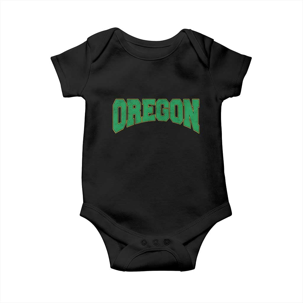 Oregon Sports Throwback Design Jersey Style Baby Onesie