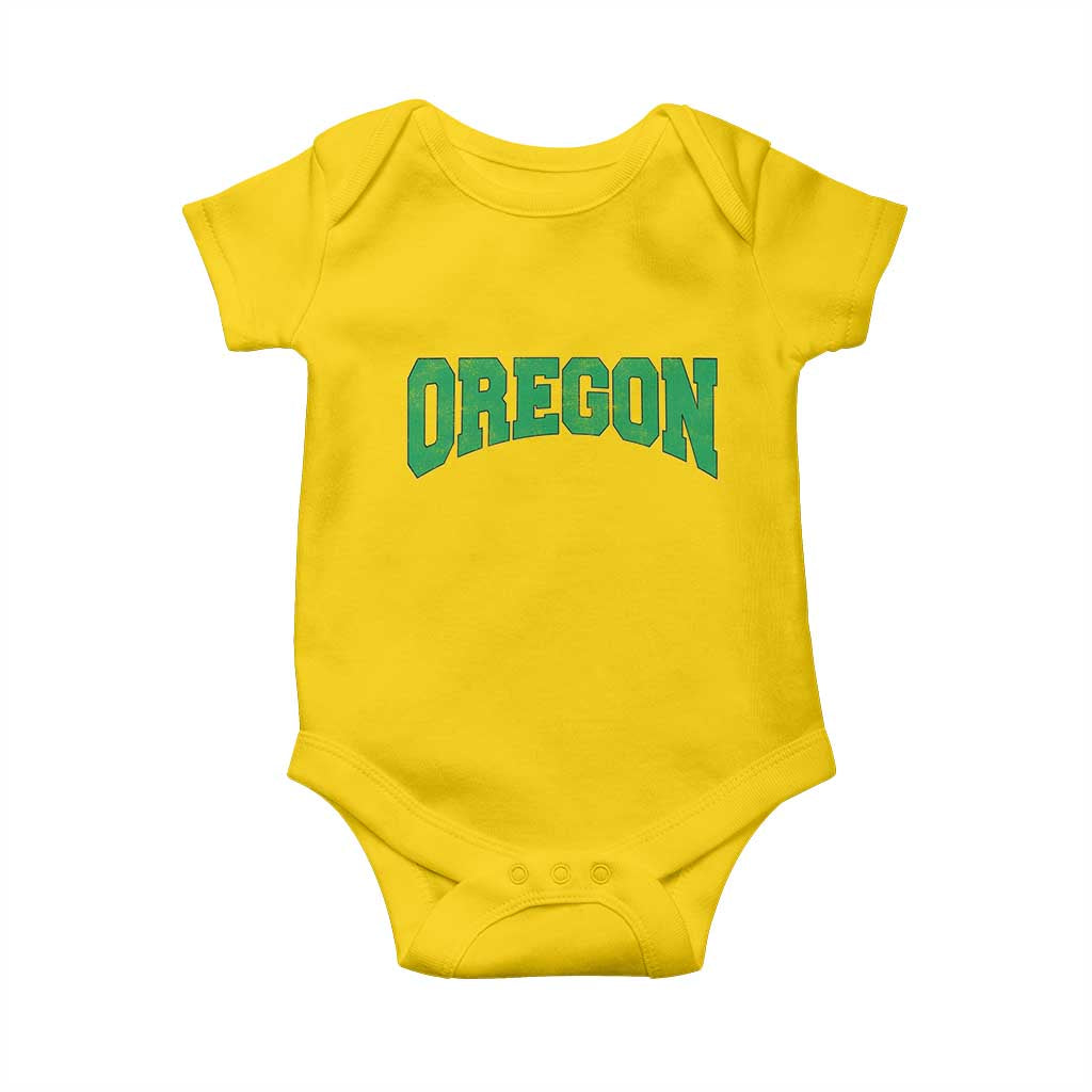 Oregon Sports Throwback Design Jersey Style Baby Onesie