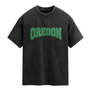 Oregon Sports Throwback Design Jersey Style Washed Cotton T-Shirt
