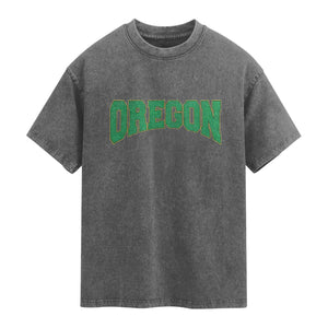 Oregon Sports Throwback Design Jersey Style Washed Cotton T-Shirt