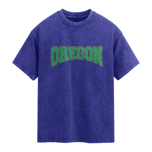 Oregon Sports Throwback Design Jersey Style Washed Cotton T-Shirt