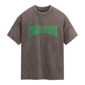 Oregon Sports Throwback Design Jersey Style Washed Cotton T-Shirt
