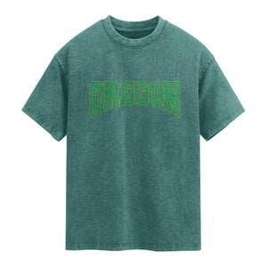 Oregon Sports Throwback Design Jersey Style Washed Cotton T-Shirt