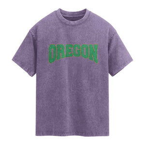 Oregon Sports Throwback Design Jersey Style Washed Cotton T-Shirt